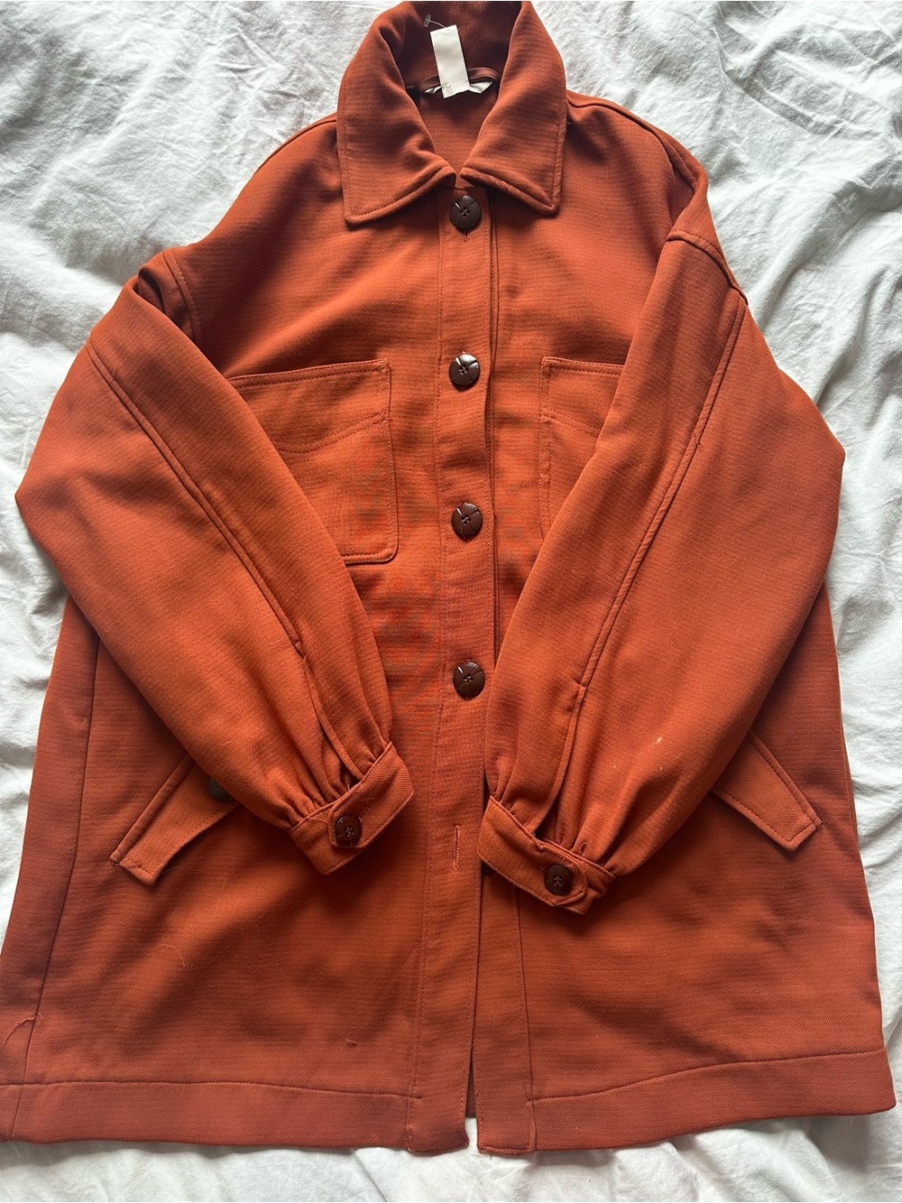 H&M Rust Oversized Utility Jacket Shacket Minimalist Button Up Coat EU 34 - Picture 2 of 12